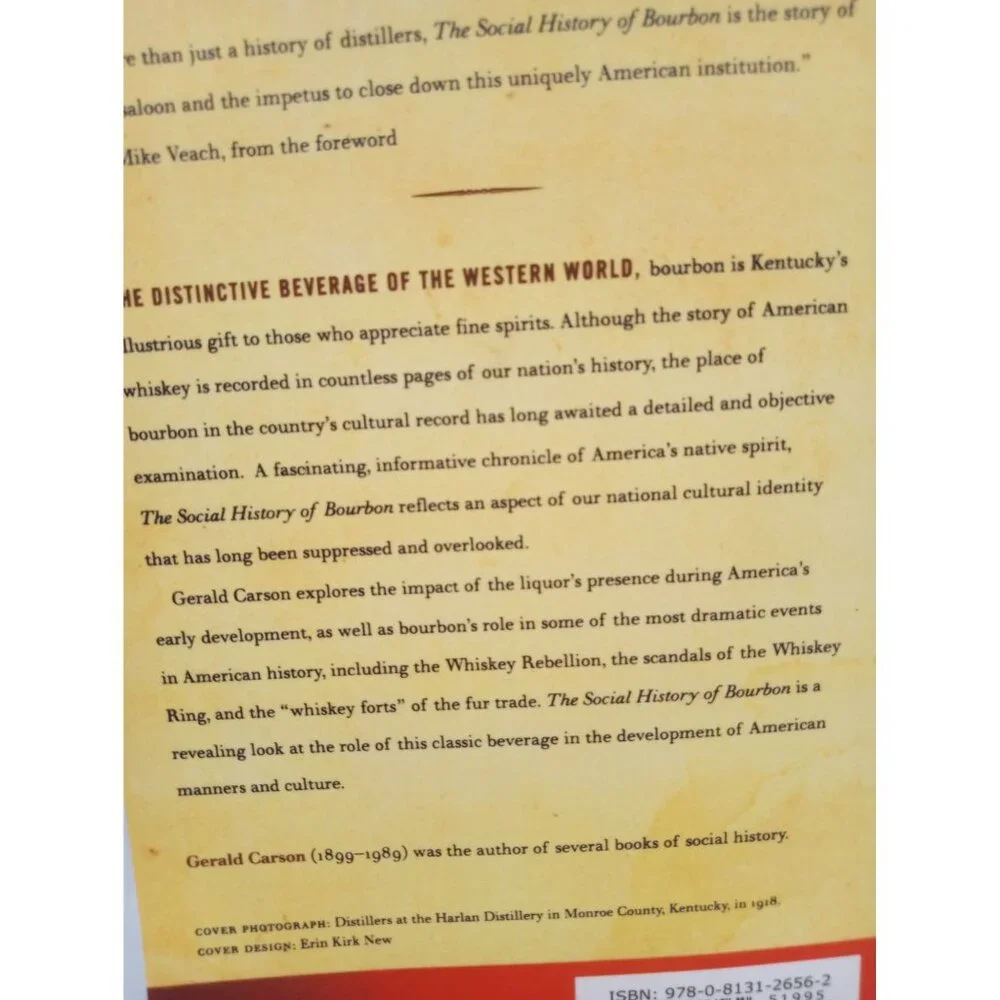 The Social History Of Bourbon Gerald Carson Paperback Whiskey Origins - Picture 8 of 15